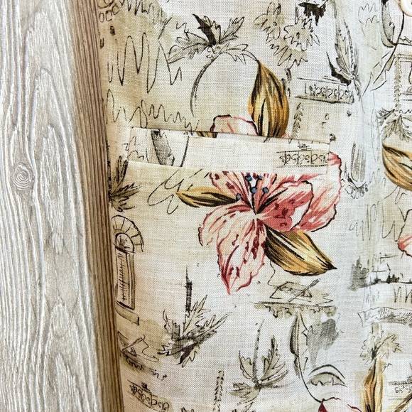 Vintage 90’s Floral Print Neutral Flax Blend Women's Blazer Size Large - Picture 5 of 13